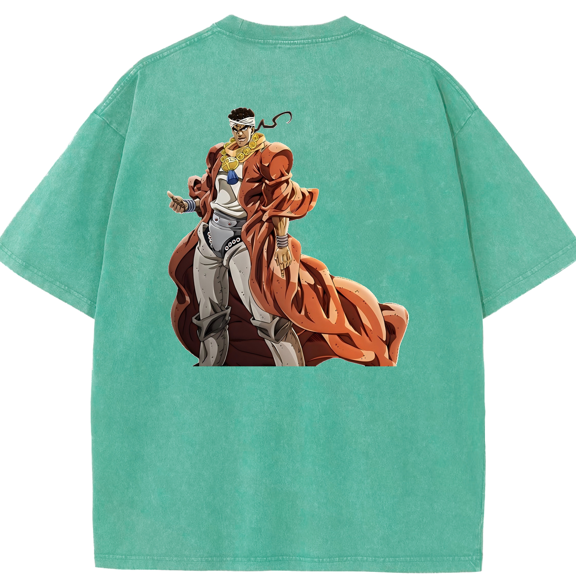 （画像用） ジョジョの奇妙な冒険 ムハンマド?アブドゥル JoJo's Bizarre Adventure Muhammad Avdol 綿100% ヴィンテージ風 半袖Tシャツ（背面プリント）